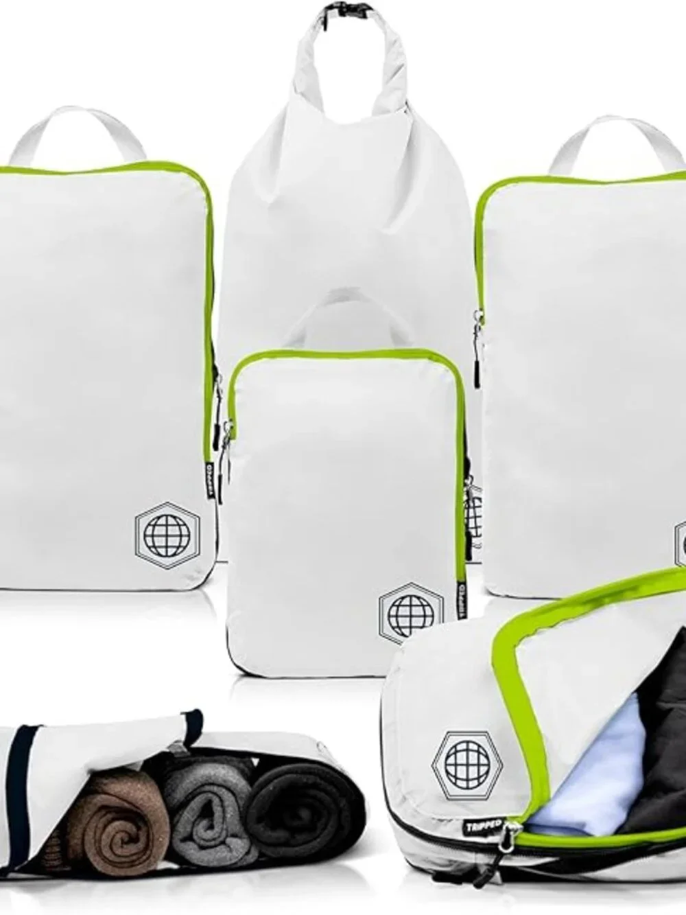 Tripped Travel Gear Compression Packing Cubes Set | 6 Pieces | White - Picture 4 of 4